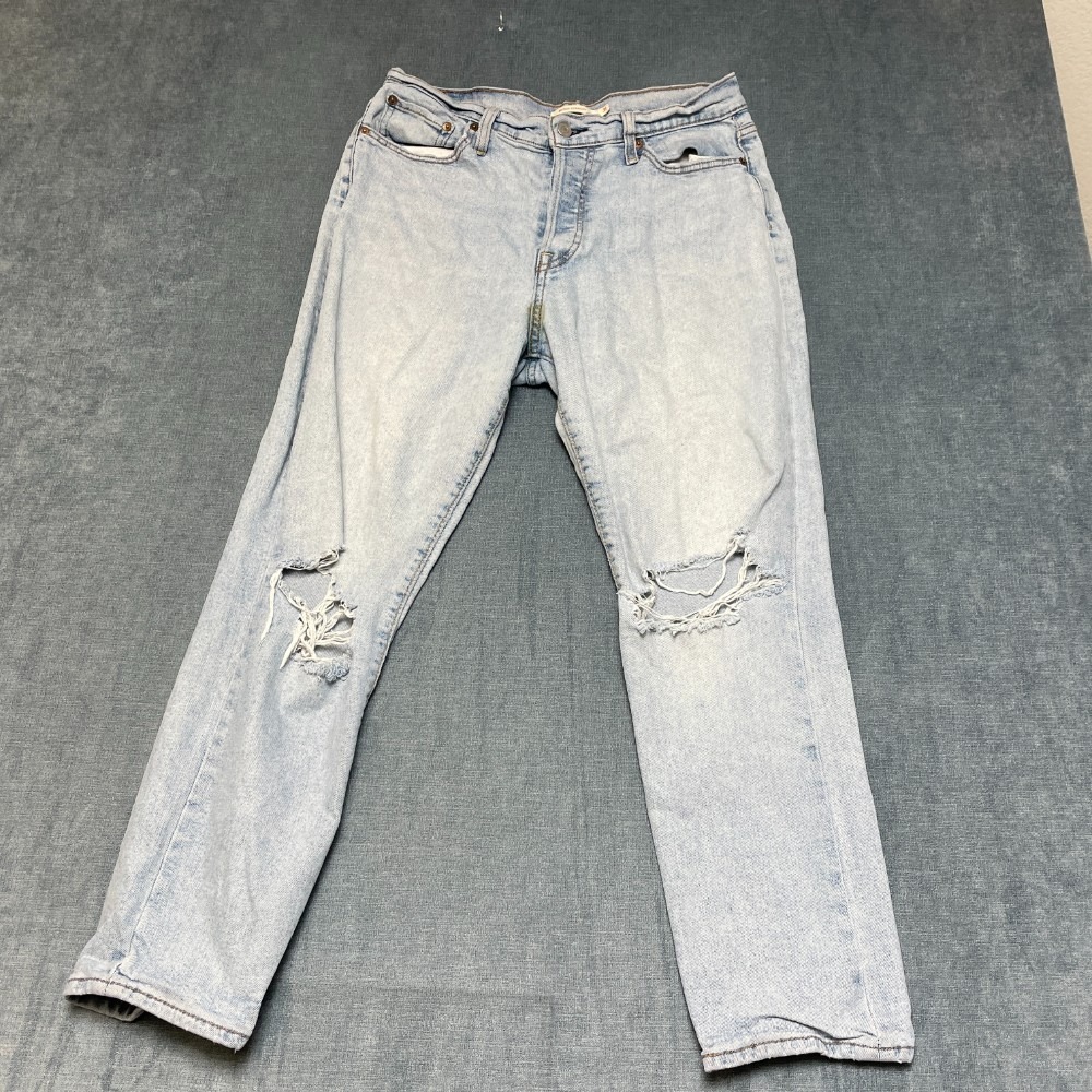 Levi's Wedgie Straight Jeans Womens 31 30x29 Blue Denim Distressed Streetwear